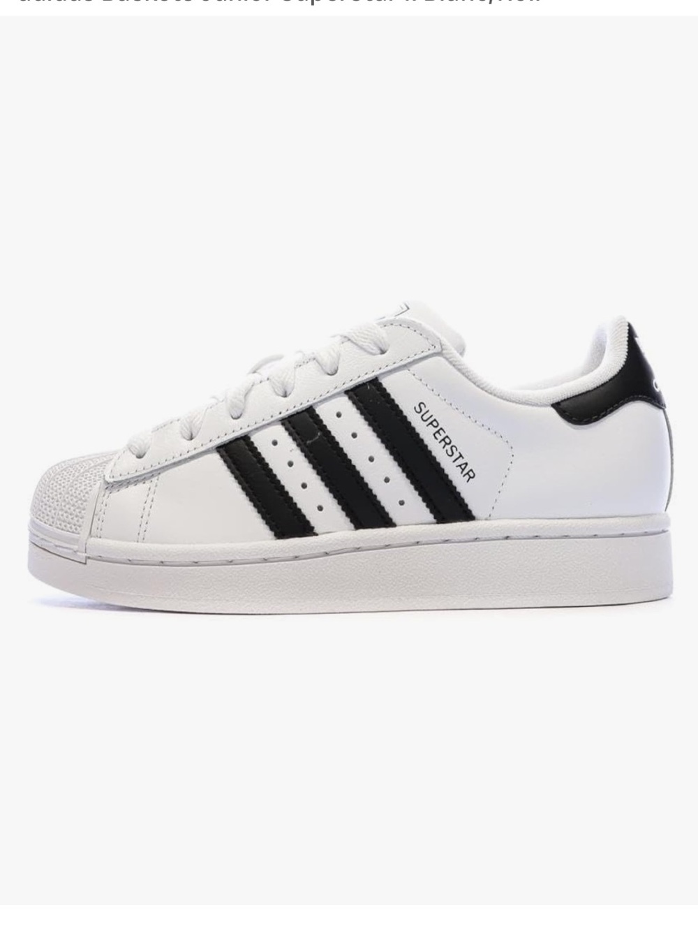 adidas White and Black Superstar Junior Lace-Up Sneakers